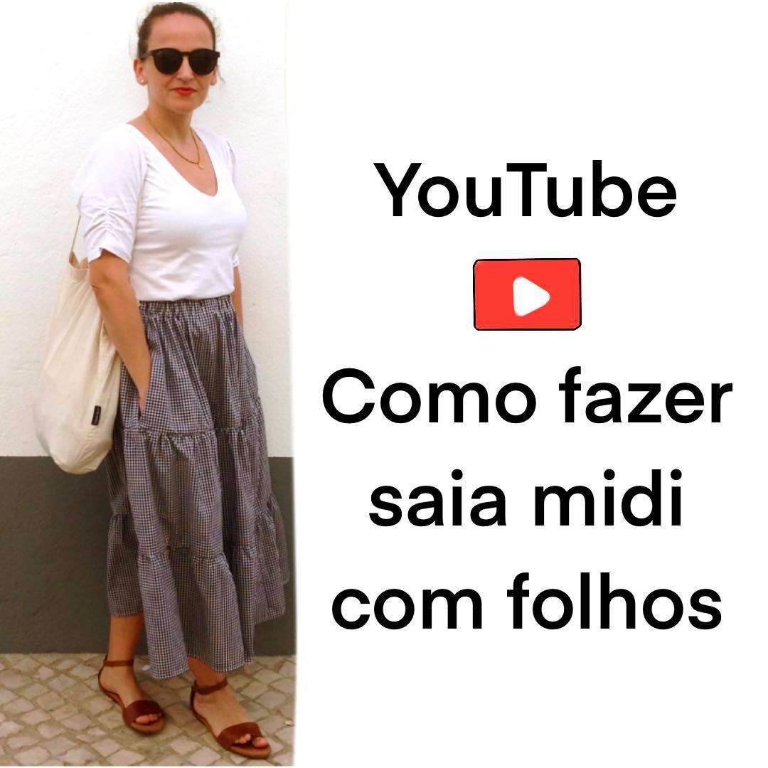 saia midi com folhos 